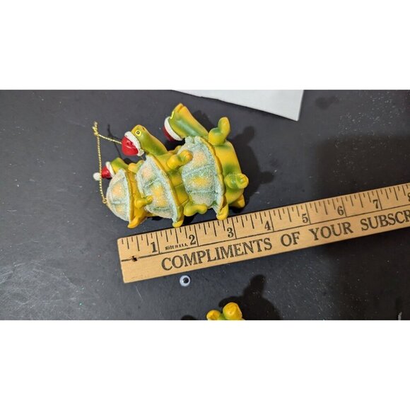 Glittery stacked Turtle Christmas Ornaments With Santa Hats - Set Of 2 - Picture 9 of 9